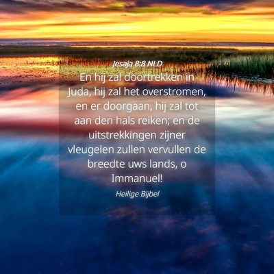 Picture 04 - Jesaja 8:8 NLD - En hij zal doortrekken in Juda, hij zal het - Bible Verse Picture