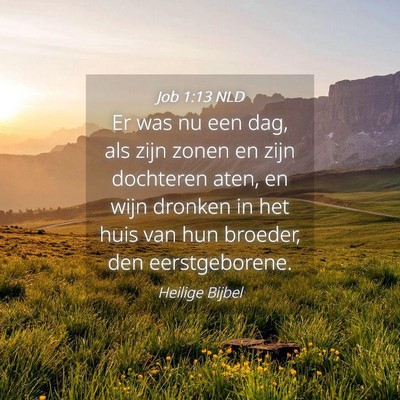 Picture 04 - Job 1:13 NLD - Er was nu een dag, als zijn zonen en zijn - Bible Verse Picture
