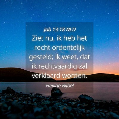 Picture 04 - Job 13:18 NLD - Ziet nu, ik heb het recht ordentelijk gesteld; ik - Bible Verse Picture