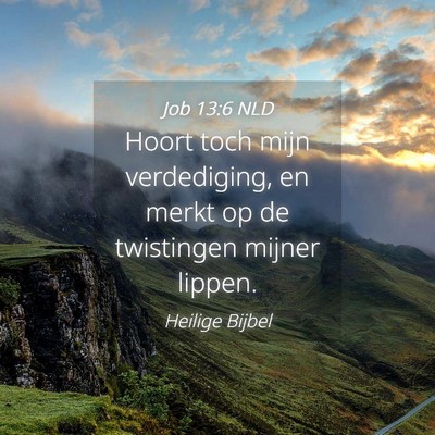 Picture 04 - Job 13:6 NLD - Hoort toch mijn verdediging, en merkt op de - Bible Verse Picture