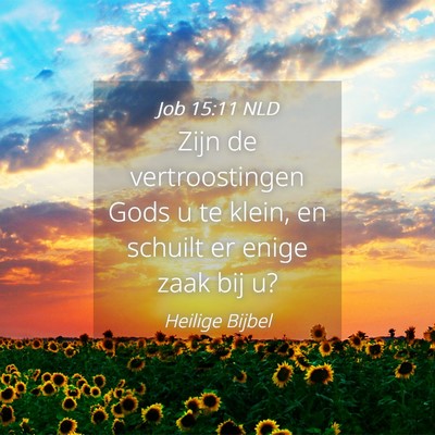 Picture 04 - Job 15:11 NLD - Zijn de vertroostingen Gods u te klein, en - Bible Verse Picture