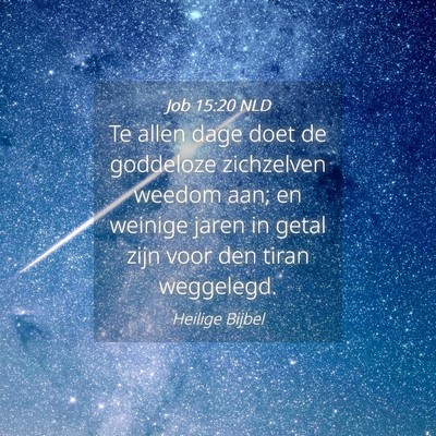 Picture 04 - Job 15:20 NLD - Te allen dage doet de goddeloze zichzelven weedom - Bible Verse Picture