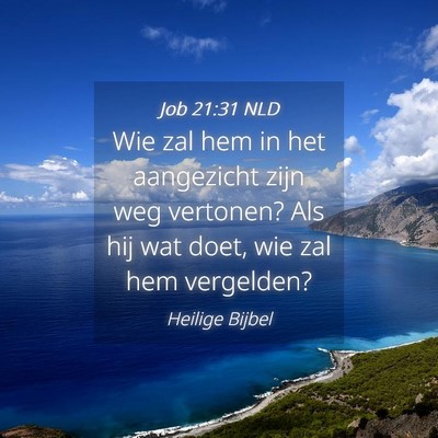 Picture 04 - Job 21:31 NLD - Wie zal hem in het aangezicht zijn weg vertonen? - Bible Verse Picture
