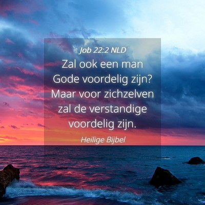 Picture 04 - Job 22:2 NLD - Zal ook een man Gode voordelig zijn? Maar voor - Bible Verse Picture