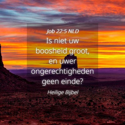 Picture 04 - Job 22:5 NLD - Is niet uw boosheid groot, en uwer - Bible Verse Picture