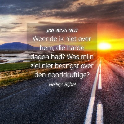 Picture 04 - Job 30:25 NLD - Weende ik niet over hem, die harde dagen had? Was - Bible Verse Picture
