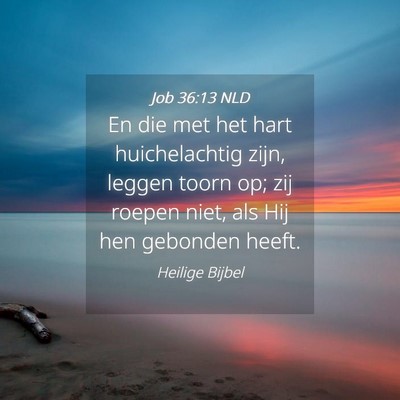Picture 04 - Job 36:13 NLD - En die met het hart huichelachtig zijn, leggen - Bible Verse Picture