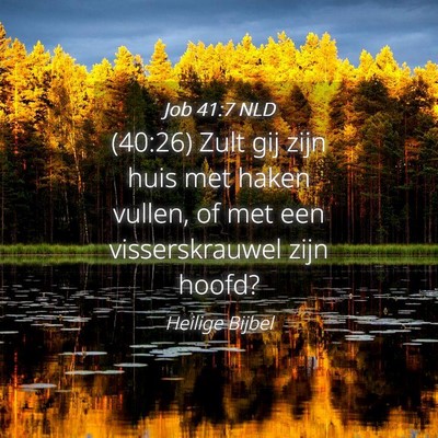 Picture 04 - Job 41:7 NLD - (40:26) Zult gij zijn huis met haken vullen, of - Bible Verse Picture