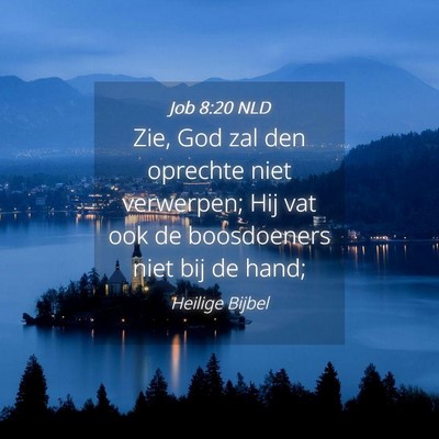 Picture 04 - Job 8:20 NLD - Zie, God zal den oprechte niet verwerpen; Hij vat - Bible Verse Picture
