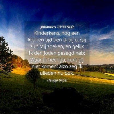Picture 04 - Johannes 13:33 NLD - Kinderkens, nog een kleinen tijd ben Ik bij u. - Bible Verse Picture