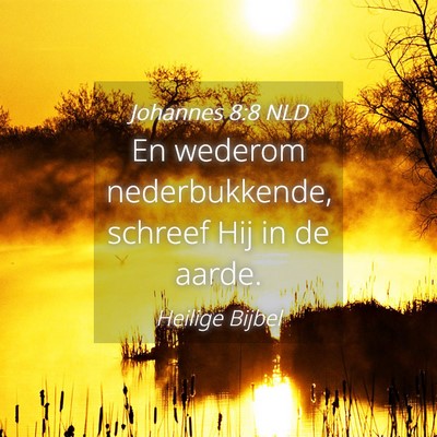 Picture 04 - Johannes 8:8 NLD - En wederom nederbukkende, schreef Hij in de - Bible Verse Picture