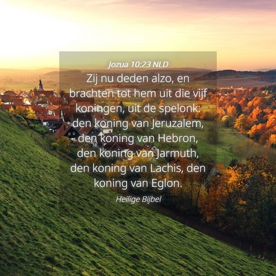 Picture 04 - Jozua 10:23 NLD - Zij nu deden alzo, en brachten tot hem uit die - Bible Verse Picture