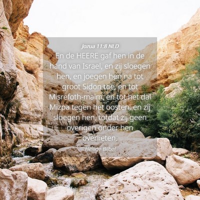 Picture 04 - Jozua 11:8 NLD - En de HEERE gaf hen in de hand van Israel, en zij - Bible Verse Picture
