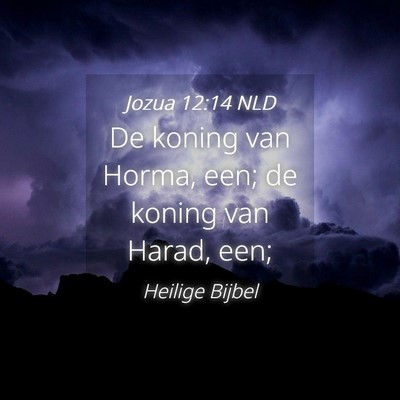 Picture 04 - Jozua 12:14 NLD - De koning van Horma, een; de koning van Harad, - Bible Verse Picture
