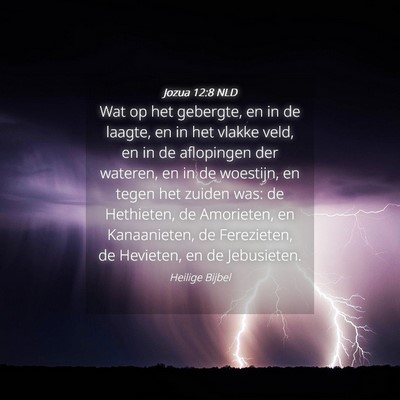 Picture 04 - Jozua 12:8 NLD - Wat op het gebergte, en in de laagte, en in het - Bible Verse Picture