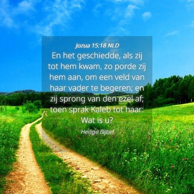 Picture 04 - Jozua 15:18 NLD - En het geschiedde, als zij tot hem kwam, zo porde - Bible Verse Picture