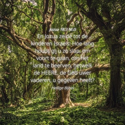 Picture 04 - Jozua 18:3 NLD - En Jozua zeide tot de kinderen Israels: Hoe lang - Bible Verse Picture