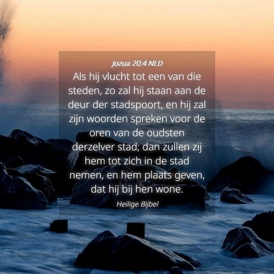 Picture 04 - Jozua 20:4 NLD - Als hij vlucht tot een van die steden, zo zal hij - Bible Verse Picture