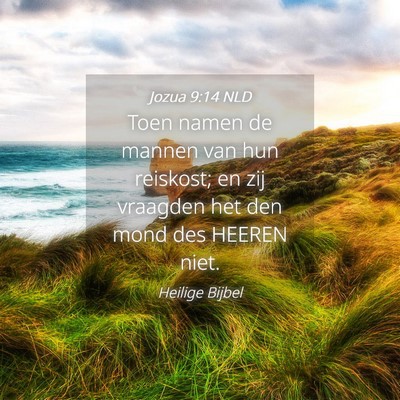 Picture 04 - Jozua 9:14 NLD - Toen namen de mannen van hun reiskost; en zij - Bible Verse Picture