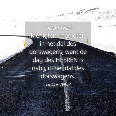 Picture 04 - Joël 3:14 NLD - Menigten, menigten in het dal des dorswagens; - Bible Verse Picture