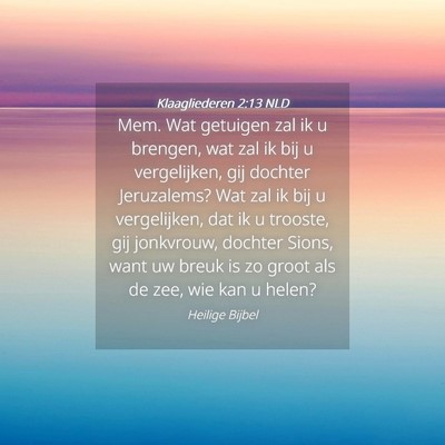Picture 04 - Klaagliederen 2:13 NLD - Mem. Wat getuigen zal ik u brengen, wat zal ik - Bible Verse Picture