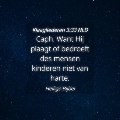Picture 04 - Klaagliederen 3:33 NLD - Caph. Want Hij plaagt of bedroeft des mensen - Bible Verse Picture