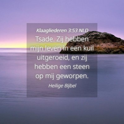 Picture 04 - Klaagliederen 3:53 NLD - Tsade. Zij hebben mijn leven in een kuil - Bible Verse Picture