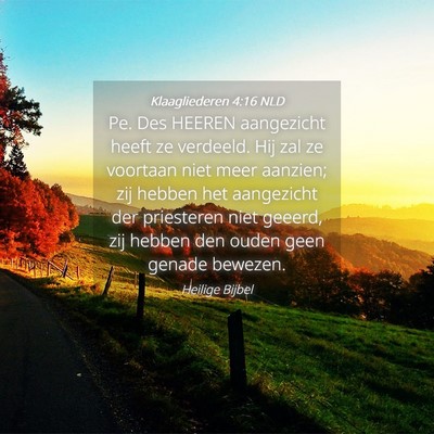Picture 04 - Klaagliederen 4:16 NLD - Pe. Des HEEREN aangezicht heeft ze verdeeld. Hij - Bible Verse Picture
