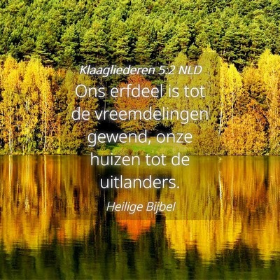 Picture 04 - Klaagliederen 5:2 NLD - Ons erfdeel is tot de vreemdelingen gewend, onze - Bible Verse Picture