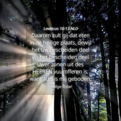 Picture 04 - Leviticus 10:13 NLD - Daarom zult gij dat eten in de heilige plaats, - Bible Verse Picture