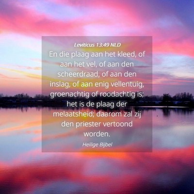 Picture 04 - Leviticus 13:49 NLD - En die plaag aan het kleed, of aan het vel, of - Bible Verse Picture
