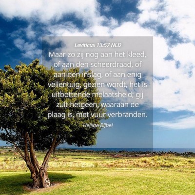 Picture 04 - Leviticus 13:57 NLD - Maar zo zij nog aan het kleed, of aan den - Bible Verse Picture