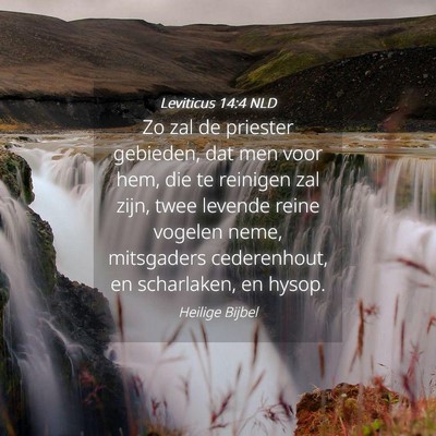 Picture 04 - Leviticus 14:4 NLD - Zo zal de priester gebieden, dat men voor hem, - Bible Verse Picture
