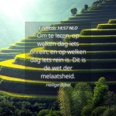 Picture 04 - Leviticus 14:57 NLD - Om te leren, op welken dag iets onrein, en op - Bible Verse Picture