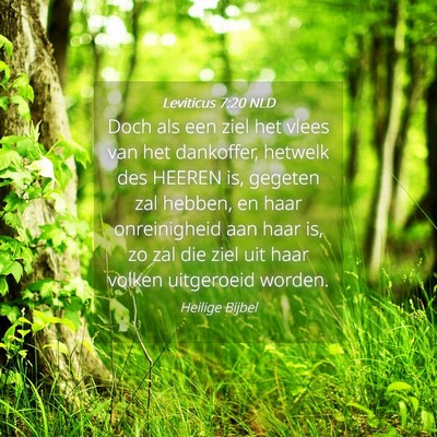 Picture 04 - Leviticus 7:20 NLD - Doch als een ziel het vlees van het dankoffer, - Bible Verse Picture