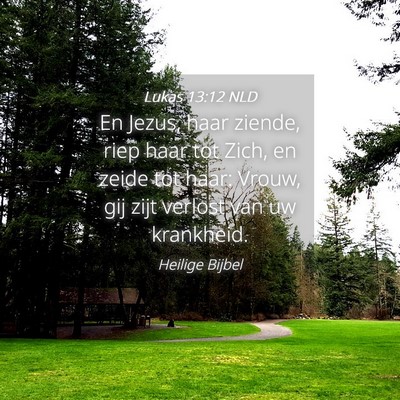 Picture 04 - Lukas 13:12 NLD - En Jezus, haar ziende, riep haar tot Zich, en - Bible Verse Picture