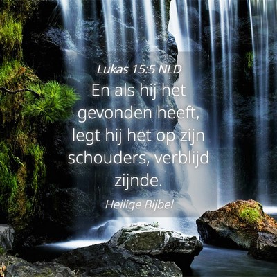 Picture 04 - Lukas 15:5 NLD - En als hij het gevonden heeft, legt hij het op - Bible Verse Picture