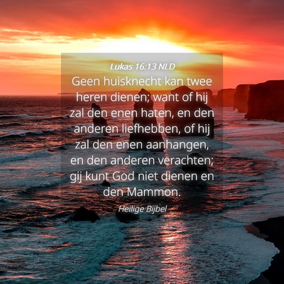 Picture 04 - Lukas 16:13 NLD - Geen huisknecht kan twee heren dienen; want of - Bible Verse Picture