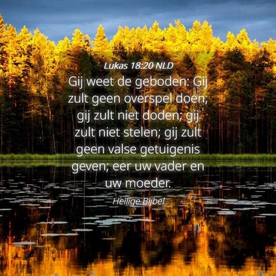Picture 04 - Lukas 18:20 NLD - Gij weet de geboden: Gij zult geen overspel doen; - Bible Verse Picture