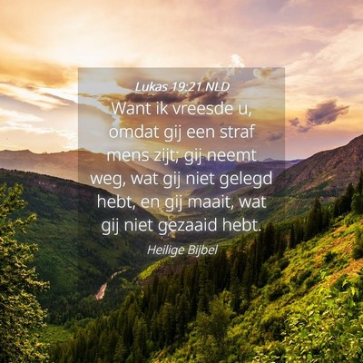 Picture 04 - Lukas 19:21 NLD - Want ik vreesde u, omdat gij een straf mens zijt; - Bible Verse Picture
