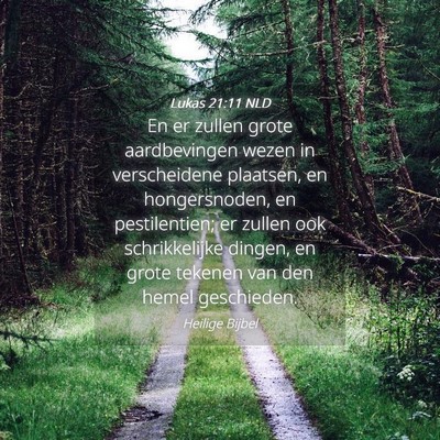 Picture 04 - Lukas 21:11 NLD - En er zullen grote aardbevingen wezen in - Bible Verse Picture