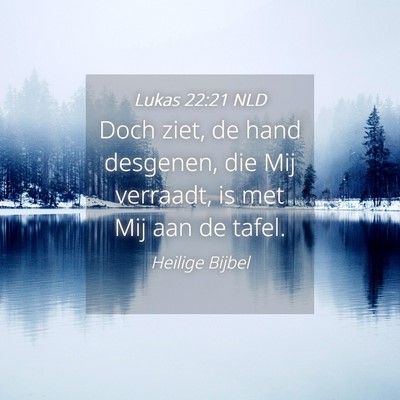 Picture 04 - Lukas 22:21 NLD - Doch ziet, de hand desgenen, die Mij verraadt, is - Bible Verse Picture