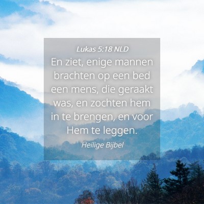 Picture 04 - Lukas 5:18 NLD - En ziet, enige mannen brachten op een bed een - Bible Verse Picture