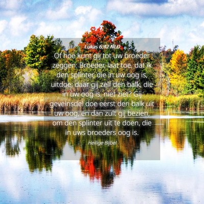 Picture 04 - Lukas 6:42 NLD - Of hoe kunt gij tot uw broeder zeggen: Broeder, - Bible Verse Picture