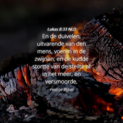 Picture 04 - Lukas 8:33 NLD - En de duivelen, uitvarende van den mens, voeren - Bible Verse Picture