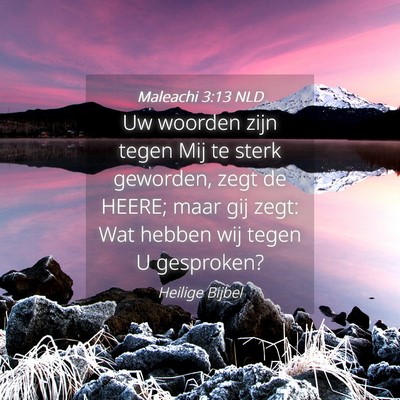 Picture 04 - Maleachi 3:13 NLD - Uw woorden zijn tegen Mij te sterk geworden, zegt - Bible Verse Picture