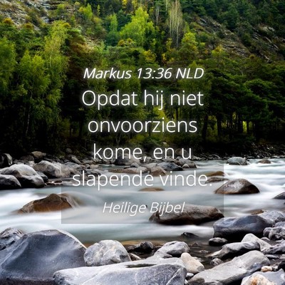 Picture 04 - Markus 13:36 NLD - Opdat hij niet onvoorziens kome, en u slapende - Bible Verse Picture