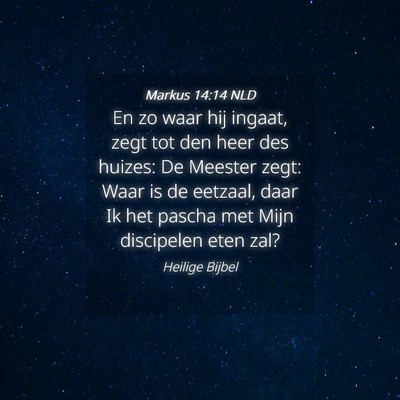 Picture 04 - Markus 14:14 NLD - En zo waar hij ingaat, zegt tot den heer des - Bible Verse Picture