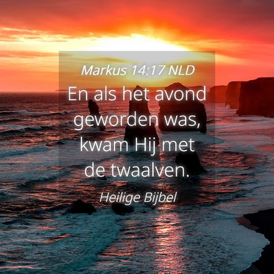 Picture 04 - Markus 14:17 NLD - En als het avond geworden was, kwam Hij met de - Bible Verse Picture