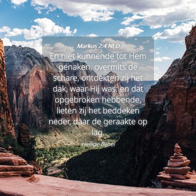Picture 04 - Markus 2:4 NLD - En niet kunnende tot Hem genaken, overmits de - Bible Verse Picture